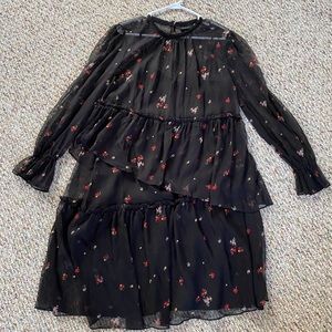 Black Floral Tiered Dress